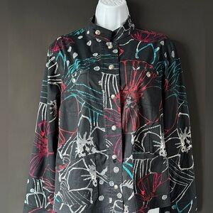 Chico’s size 1 black jacket top button up front